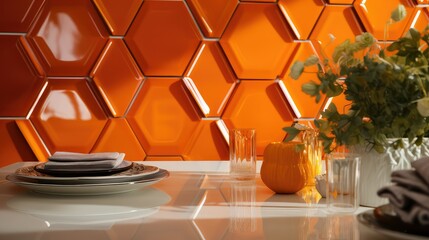 Wall Mural - hexagon orange hexagons