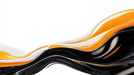 Poster - Smooth Flowing Abstract Waves in Orange Black and White Hues