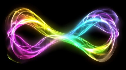 Fototapete - Colorful Light Trails Forming an Infinity Symbol on Black Background