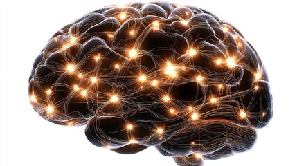 Poster - Brain illustration with glowing connections and neural network design
