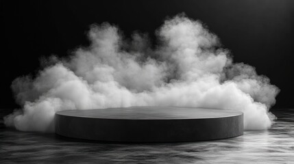 Wall Mural - Dark Concrete Podium, Smoke, Studio