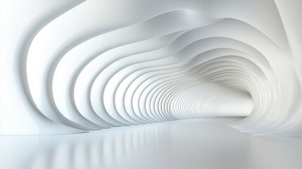 Poster - Abstract Elegant White Wave Interior with Smooth Curves and Reflection