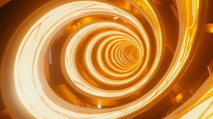 Poster - Spiraling Light Tunnel with Vibrant Orange and Yellow Glow Effects