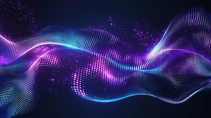 Fototapete - Abstract Colorful Wave Pattern with Dots and Light Effects