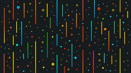 Poster - Abstract Art with Colorful Geometric Elements on Dark Background Creates a Dynamic Visual Composition