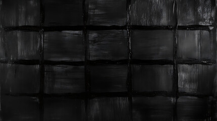 Poster - Abstract Black Grid Pattern with Brushstroke Texture Modern Dark Monochrome Design Artwork