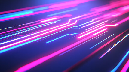 Poster - abstract circuit board illuminated with neon lights technology innovation visual art style