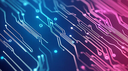 Poster - Abstract Circuit Board Pattern with Geometric Lines and Colorful Gradient Technology Design