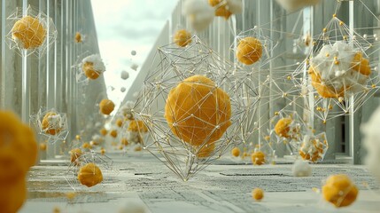 Poster - Abstract 3D Artwork with Shapes and Textures in Vibrant Colors