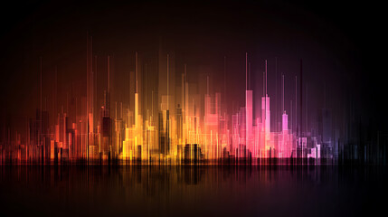 Poster - Abstract Cityscape Glow with Vibrant Colors on Dark Background Graphic Illustration Design Style