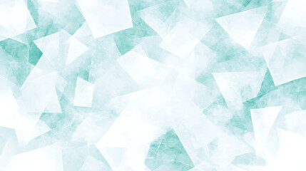 Poster - Abstract Composition of Geometric Shapes in Soft Teal and White Hues Modern Artistic Design