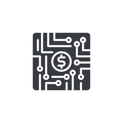 Poster - dollar coin inside a circuit board vector icon
