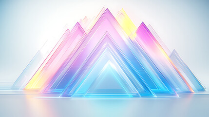 Poster - Abstract Crystal Pyramids Array with Light Reflections on Translucent Facets Conceptual Art