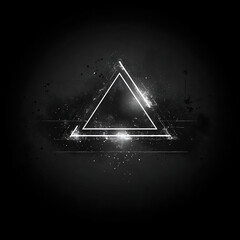 Poster - Abstract Energetic Triangle Geometry Design on Dark Background Emitting Light and a Sense of Mystery