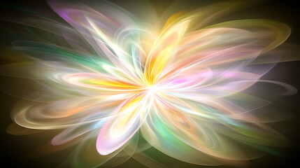 Poster - Abstract Flower Burst of Color and Light Delicate Petals in a Fractal Formation Art Design