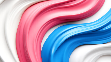 Poster - Abstract Fluid Waves in White Pink and Blue Artistic Rendering Display Visual