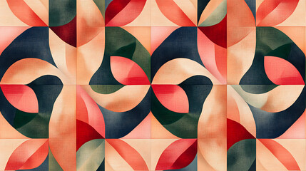 Poster - Abstract Geometric Artwork in Earthy Tones with Textured Canvas Surface and Dynamic Shapes Arrangement