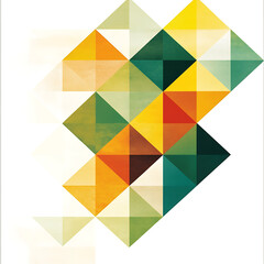 Poster - Abstract Geometric Composition Colorful Triangles Patterned Design Visual Harmony and Balance Artistic Flair