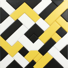 Poster - Abstract Geometric Pattern with Interlocking Tiles in Black White and Yellow Tones Arrangement