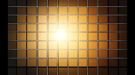 Poster - Abstract Golden Grid with Central Light Source Radiant Pattern Visual Display Backdrop Art