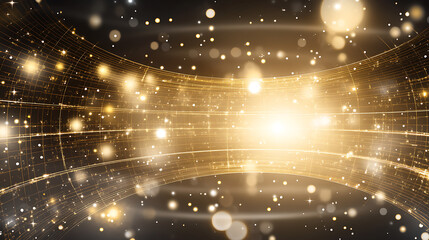 Poster - Abstract Golden Light Grid with Dazzling Starry Glitter Background for Festive Holiday Season