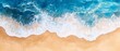 © muhamad - Azure Ocean Wave On Sandy Shore, Top-Down View. Coastal Bliss And A Dreamy Vacation Escape.