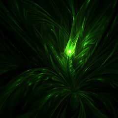 Poster - abstract green luminescence a surreal flourish artistic display of light and dark contrast