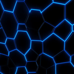 Poster - abstract hexagonal mesh with blue glowing edges technology geometric design futuristic