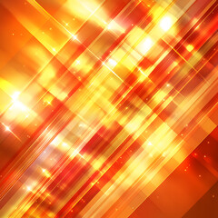 Poster - Abstract Illuminated Diagonal Bands of Light with Subtle Sparkles on a Vibrant Orange Backdrop