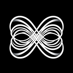 Poster - Abstract Infinity Symbol with Interwoven Curves on Black Background Aesthetic Expression Art