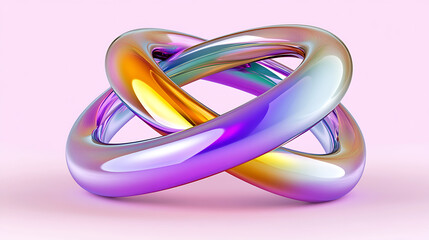 Poster - Abstract Infinity Symbol with Gradient Holographic Effect on a Pale Pink Solid Background