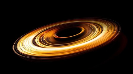 Poster - Golden Spiral Motion with Colorful Swirls on Black Background