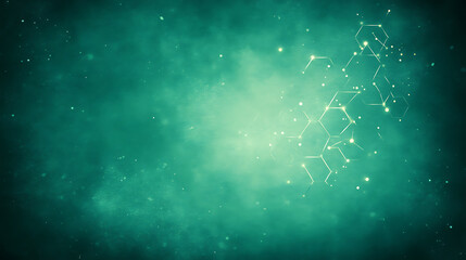 Poster - Abstract Molecular Structure Network Teal Green Nebula Background Backdrop Composition Design Layout