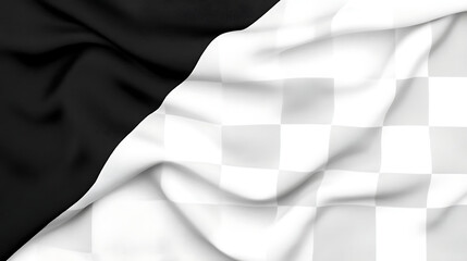 Poster - Abstract Monochrome Flag With Checkered Pattern and Dark Fabric on Side Artistic Design Style
