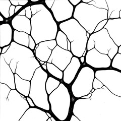 Poster - Abstract Network of Black Lines Connecting to Form Intricate Web Like Structure on White Backdrop