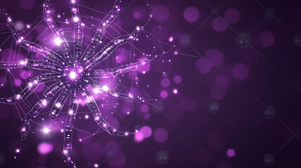 Poster - Abstract Network Technology Connection Points with Purple Hues