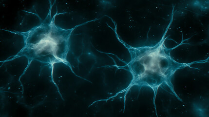 Poster - Abstract Neural Network Representation in Blue Tones with Delicate Connections and Scattered Stardust