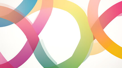 Poster - Abstract Overlapping Circular Bands of Vibrant Colors on Clean White Background Graphic Design Element