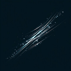 Poster - Abstract Sparkling Light Streaks on Deep Blue Backdrop Minimalist Graphic Design Illustration