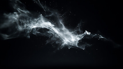 Poster - abstract white nebula cloud dust particles ethereal movement isolated on black background artistic d