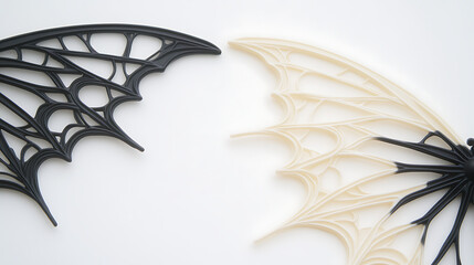 Poster - Abstract Winged Forms in Contrasting Shades Decorative Art Composition Dark Light Juxtaposition