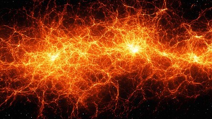Poster - Vibrant Energy Flow in Abstract Cosmic Background with Orange Hues