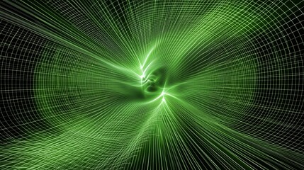 Poster - Abstract Green Light Waves with Grids Flowing in a Cosmic Space