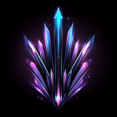 Poster - Array of Brilliant Crystalline Structures Radiating Light and Color Against a Dark Backdrop Art