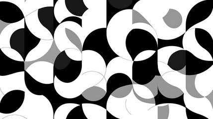 Poster - Asymmetrical Geometric Abstraction with Circles and Curves in Black White and Gray Design