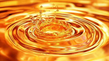 Poster - Golden Water Splash Creating Ripples in Liquid Surface