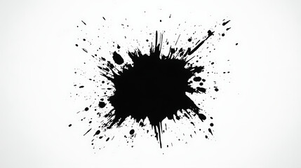 Poster - Black Ink Blot Abstract Artistic Design on White Background Splatter Texture Element Isolated Art