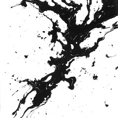 Poster - Black Ink Splash Abstract Painting Against White Background Artistic Expression Modern Design Decor
