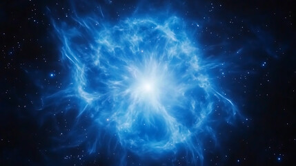 Poster - blue nebula radiating light in the cosmos exploration of deep space celestial phenomenon discovery