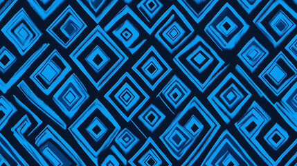 Poster - Blue Tones Diamond Geometric Design Pattern Abstract Illustration Artwork Creative Decorative Backdrop